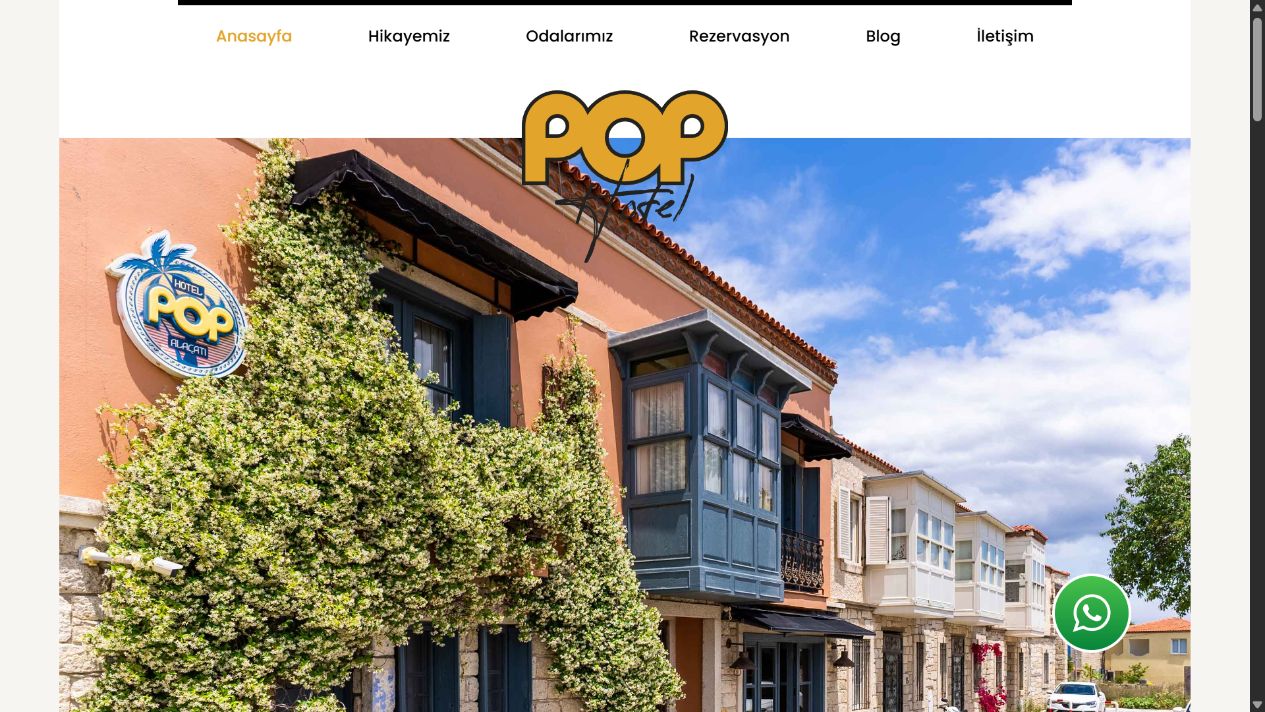 Pop Hotel ana sayfa ekran görüntüsü